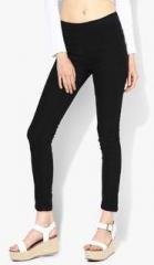 People Black Solid Mid Rise Jeggings women