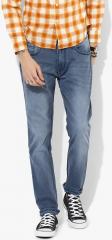 People Blue Washed Mid Rise Slim Fit Jeans men