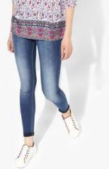 People Blue Washed Mid Rise Slim Fit Jeans women