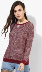 People Maroon Textured Sweater women