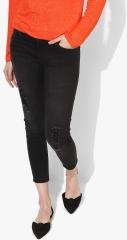 People Navy Blue Skinny Fit Mid Rise Mildly Distressed Jeans women