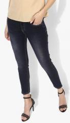People Navy Blue Washed Mid Rise Skinny Fit Jeans women
