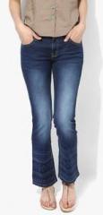 Pepe Jeans Blue Solid Mid Rise Slim Fit Jeans women