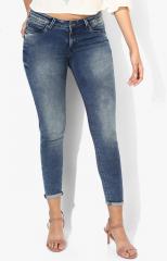 Pepe Jeans Blue Washed Skinny Fit Mid Rise Jeans women