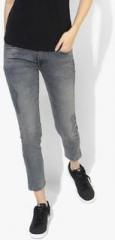 Pepe Jeans Grey Washed Mid Rise Regular Fit Jeans women