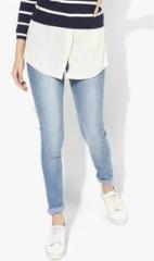 Pepe Jeans Light Blue Washed Mid Rise Regular Fit Jeans women