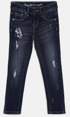 Pepe Jeans Navy Blue Mid Rise Mildly Distressed Jeans girls