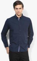 Pepe Jeans Navy Blue Solid Regular Fit Casual Shirt men