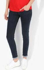 Pepe Jeans Navy Blue Washed Mid Rise Skinny Fit Jeans women