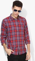Pepe Jeans Red Checked Slim Fit Casual Shirt men