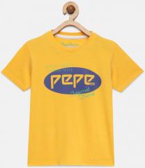 Pepe Jeans Yellow Printed Round Neck T Shirt boys