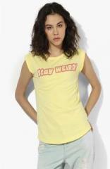 Pepe Jeans Yellow Printed T Shirt women