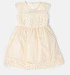 Peppermint Girls Cream Colured Fit & Flare Dress with Rosette Detailing