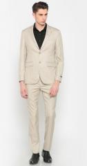 Peter England Beige Neo Slim Fit Single Breasted Formal Suit men