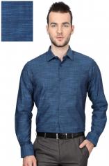 Peter England Blue Nuvo Regular Fit Solid Formal Shirt men