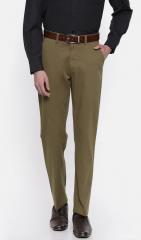 Peter England Brown Slim Fit Solid Formal Trousers men