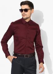 Peter England Casuals Maroon Printed Slim Fit Formal Shirt men