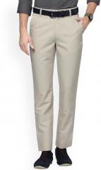 Peter England Cream Coloured Slim Fit Solid Formal Trousers men