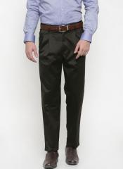 Peter England Green Slim Fit Solid Formal Trousers men