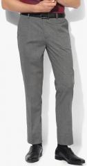 Peter England Grey Solid Slim Fit Formal Trouser men