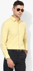 Peter England Yellow Solid Regular Fit Formal Shirt men