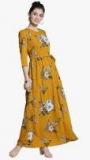 Pluss Mustard Printed Maxi Dress women
