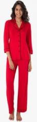 Prettysecrets Red Solid Pyjama Set women