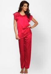 Private Lives Red Solid Nightwear Set women