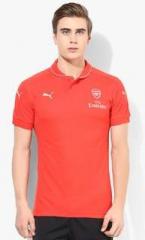 Puma Afc Casuals Performance With Sponsor Logo Red Polo T Shirt men