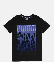 Puma Black Printed Round Neck T Shirt boys