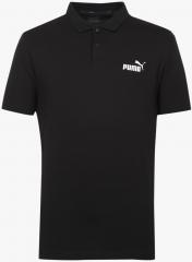 Puma Black Solid Polo Collar T shirt men