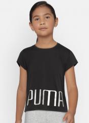 Puma Girls Black Printed Round Neck T shirt