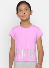 Puma Girls Pink Printed Round Neck T shirt