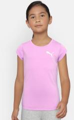 Puma Girls Pink Solid Round Neck T shirt