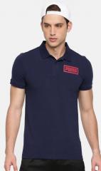 Puma Men Navy Blue Solid Graphic Pique Polo III T shirt