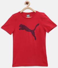 Puma Red Printed Round Neck T Shirt boys