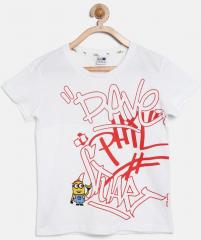 Puma White Printed Round Neck T Shirt girls