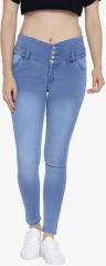 Purple Feather Blue High Rise Jeans women