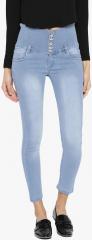 Purple Feather Blue Skinny Fit High Rise Jeans women