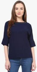 Rare Navy Blue Solid Blouse women
