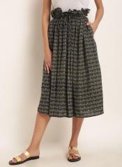 Rare Roots Olive Green Printed A Line Skirt women