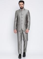 Raymond Grey Solid Single Breasted Regular Fit Ethnic Bandhgala Suit men