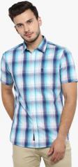 Red Tape Blue Checked Regular Fit Casual Shirt men
