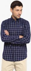 Red Tape Navy Blue Checked Slim Fit Casual Shirt men