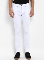 Red Tape White Slim Fit Solid Regular Trousers men