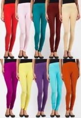 Rham Pack Of 10 Multi Color Solid Legging women