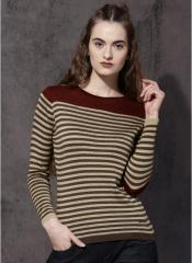 Roadster Beige Striped Sweater women