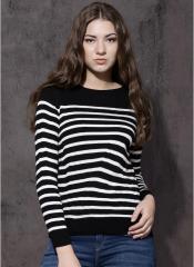 Roadster Black Striped Sweater women