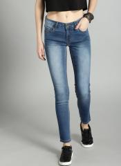 Roadster Blue Skinny Fit Mid Rise Clean Look Stretchable Cropped Jeans women