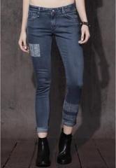 Roadster Blue Solid Skinny Fit Mid Rise Jeans women